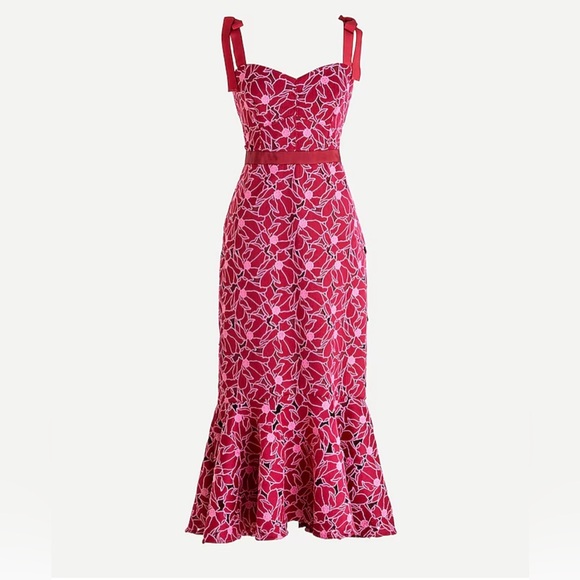 J. Crew Dresses & Skirts - J.Crew Pink Eyelet Midi Dress w/ Flounce Hem (Size 6)